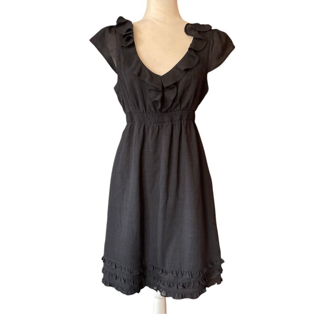 VTG Anthropologie Maeve Twee Mod Gray Dress SZ 10 Wool 2000's Indie Dress